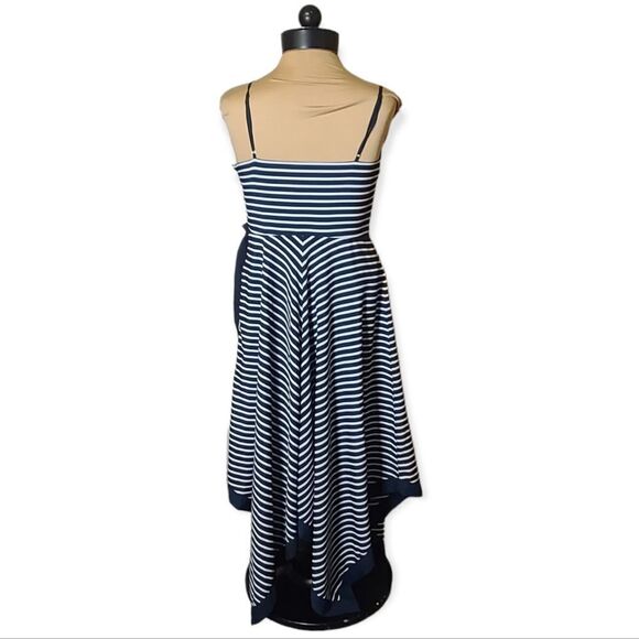 Banana Republic Blue White Striped Hankerchief Hem Dress Size 0 - Picture 7 of 10